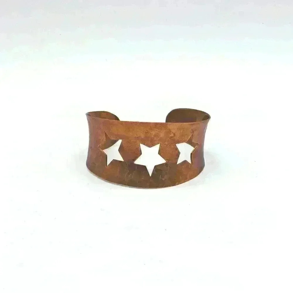 Copper Cuff Bracelet with Stars